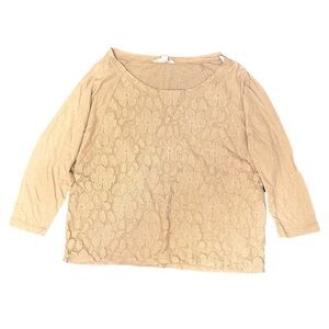 FOREVER 21 Tan Lace Floral Top Size M Medium